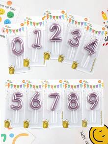 0-9数字蜡烛、紫色和粉色生日蜡烛、彩色数字蜡烛、生日蛋糕装饰、派对和周年纪念用品、主题生日派对蛋糕装饰、生日派对配件 - 彩色 - 查看 2