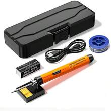 多功能USB数码电烙铁套装，智能300-450°C可调温电烙铁工具 - 橘色 - 查看 13