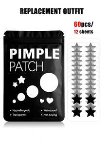 60 piezas/Caja Pegatinas de estrella lindas - Pegatinas faciales, sin alcohol, sin fragancia, suaves en la piel, fáciles de aplicar, resistentes al agua, ideales para decoraciones de fiesta, pegatinas faciales, espejos de maquillaje, adecuadas para maquillaje, decoración de habitaciones, tocador, viajes, dormitorio, accesorios de maquillaje, colores: rosa, negro, amarillo, blanco, verde, multicolor, tono de piel. Incluye 1 paquete de 40 piezas/hoja - Negro - Ver 17