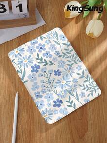 Kingsung 花卉植物图案平板电脑保护套,适用于 iPad 9.7/10.2/10.5/10.9/12.9/Pro 11(第十代)、Galaxy Tab S6 Lite 10.4、Kindle Paperwhite(第十二代,2024 年款)、Kindle(第十一代,2022 年款),柔软防震,智能支架/自动唤醒/睡眠功能 - 彩色 - 查看 3