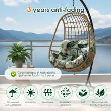 Rocking Chair Cushion,Waterproof Wicker Egg Chair Replacement Pad, Hammock Chair Pad, Oversized Multifunctional Wicker Egg Lounge Chair Soft Cushion,Thick Papasan Seat Cushion With Ties For Indoor & Outdoor Patio, Porch, Balcony, Garden Patio Outdoor Rocking Chair Living Room, Comfy Modern Cozy Lounge Rocker Chair Cushion For Balcony Porch Patio - 嫩芽綠色 - 查看 4