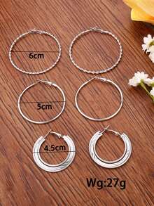 3对银色和金色耳环套装 - J1144 - 查看 4