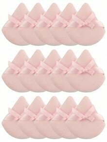 24pcs/15pcs/8pcs/3pcs Flocked Heart Makeup Sponge, Soft Fluffy Texture, Suitable Face & Body Powder Puff, Mixed Makeup Beauty Tools - 粉紅色 3 - 查看 2