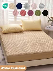 1件床笠，床上用品，床垫保护套，亲肤床垫套，卧室装饰，透气绗缝床垫垫，适用于8-15英寸床垫，房间装饰，静音床垫套，适用于卧室、客房，深口袋设计，床垫套，防尘床笠，适用于单人床、双人床、大号床、特大号床，仅包含床笠，不含枕套，床上用品礼品，可机洗，秋季家居装饰，婚礼，秋季装饰 - 彩色 - 查看 10