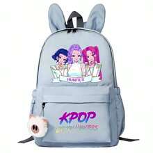 1pc K-Pop Anime Cartoon Print Student Fashion Casual Backpack, Cute Rabbit Ear Design, Lightweight - Multicolor - View 3