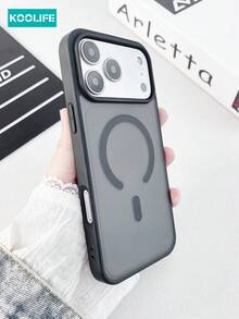Koolife 1pc Magnetic Phone Case, PC+TPU,2.0mm, Matte Surface, Skin-Friendly Design, Raised Lens Protection, Anti-Slip, Shockproof, Compatible With IPhone 17/17 Pro/17 Pro Max - Black - View 6
