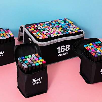 1pc Touch Marker Pen Set, Dual-Tip Oil-Based Colored Drawing Pens [Reference Image 7]