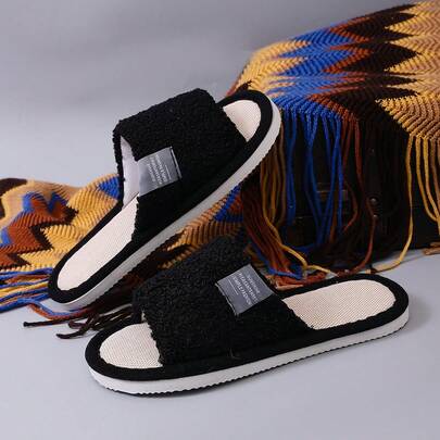 Zapatos cómodos de punta abierta y transpirables, zapatillas casuales de estilo bohemio de tela con cierre deslizante, adecuados para usar en casa en todas las estaciones