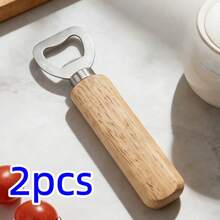 1pc/2pcs Wooden Bottle Opener Handle Crafted From Premium Natural Solid Wood With Distinct, Delicate Grain Patterns And A Warm, Skin-Friendly Texture. Paired With A Sturdy, Durable Stainless Steel Opener Head Featuring High Hardness And Rust Resistance. - Multicolor - View 8