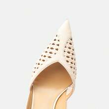 Women's Pointed Toe Glamorous Fashion Mesh Breathable Sexy Party Wedding Versatile Rhinestone Pumps - Apricot - View 4
