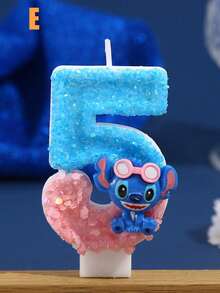 可爱史迪奇主题生日蜡烛，0-9数字造型闪亮卡通生日蜡烛，酷酷的史迪奇，萌萌的卡通人物，热门生日蜡烛，周年纪念蜡烛，派对装饰小礼物，主题派对装饰 - 1PC - 查看 15