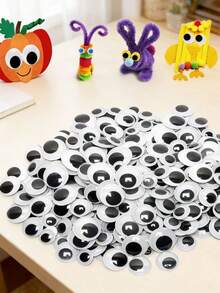 1 Box Creative Plastic Eye Stickers, Black & White Self-Adhesive Eye Materials For DIY Crafts, Animal, Plant, Cartoon Eyes - Eye Patch Kit - View 2