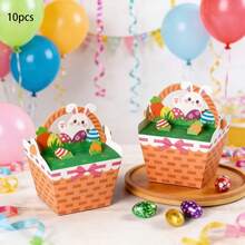 10pcs Easter Party Favor Gift Candy Cookie Paper Box Decoration Boxes Rabbit Carrot Boxes, Kitchen Preservation Products, Home Storage, Home Decor - Multicolor - View 16