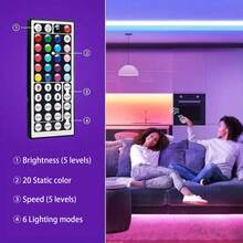 5V RGB LED Light Strip, Controlled By A 44-Key Infrared Remote. Dimmable. Bedroom TV Background Decorative Light Strip. New Year And Valentine's Day Party Decoration Lights. Home Decor Ambient Lighting. - Multi-color Light - View 8