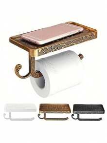 Antique Engraving Zinc Alloy Bathroom Shelf Bathroom Towel Rack Toilet Paper Holder Mobile Phone Holder Tissue Box - Multicolor - View 2