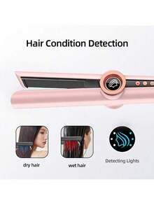 UKLISS 圣诞粉色直发器，陶瓷夹板，打造柔顺亮泽秀发，快速加热造型工具，送给女性和女孩的圣诞礼物 - 粉色 - 查看 3