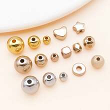 100pcs Metal Beads Set Golden, Rose Gold & Silvery Round, Heart, Star, Square Hoop Spacer Beads For DIY Bracelet, Necklace & Earring Jewelry Making - Multicolor - View 8