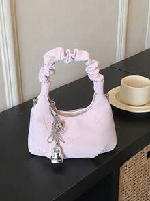 Large Capacity Handbag, New Design Niche Crossbody Bag, Women's Pleated Cloud Tote Bag - Pink - View 6
