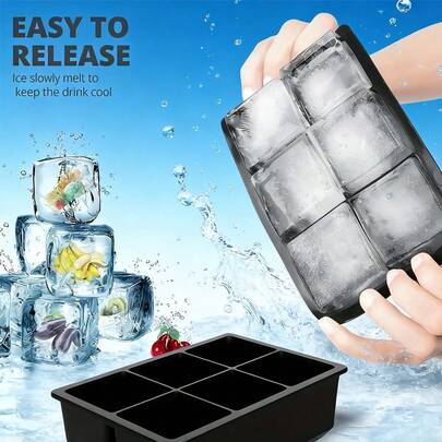 大号硅胶冰格模具，冰格，硅胶冰模，制冰器，冰块，厨房配件，方形冰格，DIY冰饮模具，易脱模冰格，家用酒吧适用