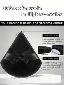 24pcs/15pcs/8pcs/3pcs Flocked Heart Makeup Sponge, Soft Fluffy Texture, Suitable Face & Body Powder Puff, Mixed Makeup Beauty Tools - màu đen - Xem 5