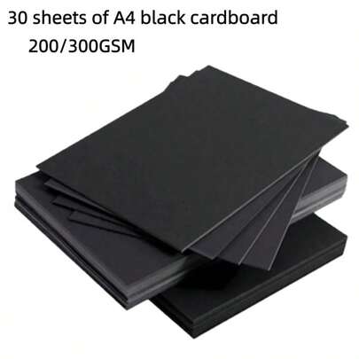30 piezas de cartulina negra gruesa A4, cartulina negra resistente y multiusos, cartulina negra gruesa para portadas, pintura y manualidades
