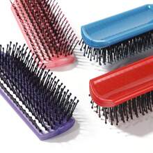 1pc Cushion Massage Hair Brush - With ABS Bristles, Ergonomic Handle Design, Creates Voluminous Scalp Care And Daily Hairstyling, Minimalist & Fashionable - Multicolor - View 3