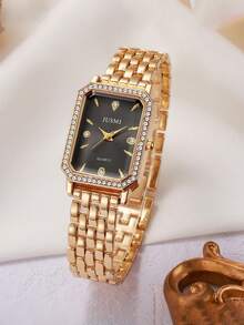 1pc French Elegant High-End Graceful Square Dial Quartz Watch, Versatile Considering Both Appearance And Practicality, Ideal Gift Choice, Year-End Promotion, Online Exclusive - Multicolor - View 2