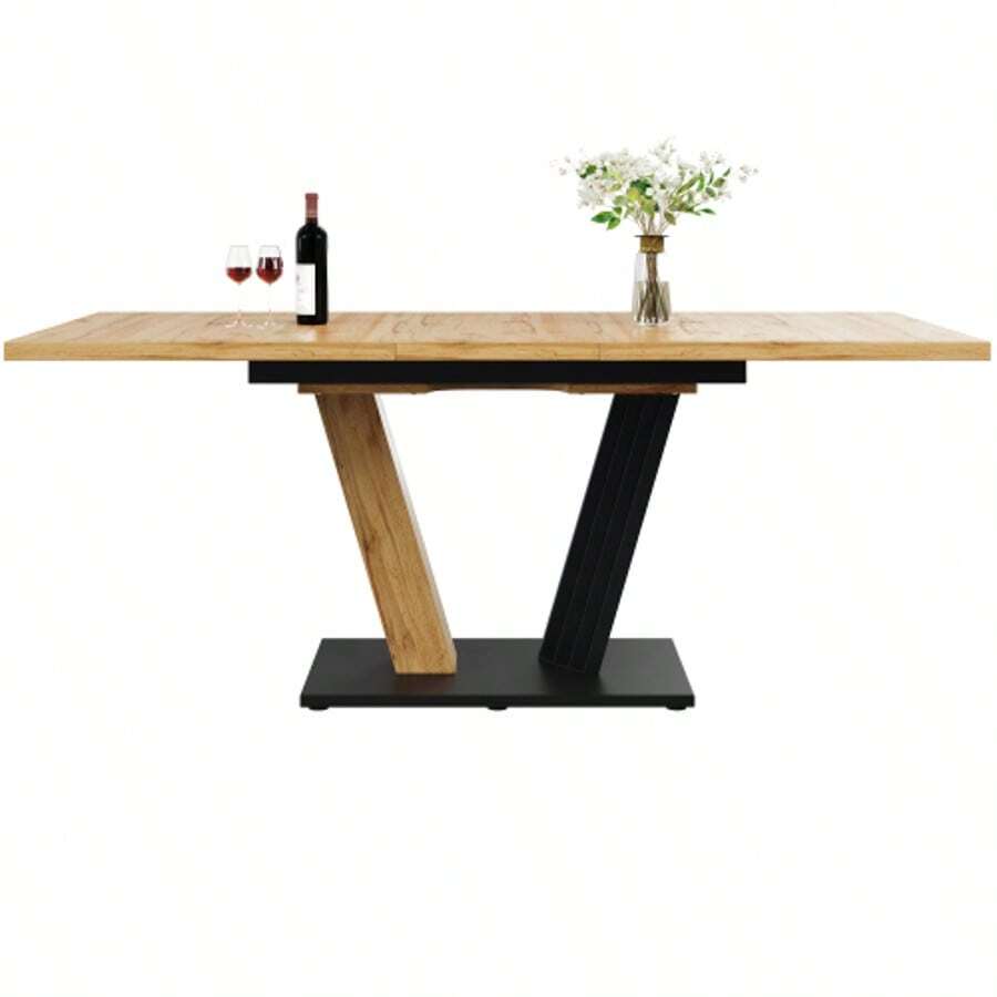 Extendable Table 120/160 X 80 X 76 Cm – Kitchen And Living Room Table With Wood Look And Wing-Shaped Legs