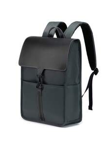 1pc Black & Grey Patchwork Men's Fashion Backpack, High-Quality Business Commuter Laptop Bag With Large Capacity And Water Resistant Design - Multicolor - View 2