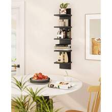 3/5 Layer Suspended Wall Shelf - A Modern Storage Unit That Saves Space, Made Of PVC Material, Suitable For Bedrooms, Living Rooms, And Offices - Practical Wall Bookshelves, Multifunctional Storage Shelves - màu đen - Xem 6