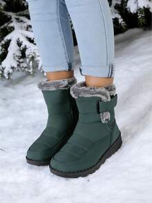 New 2026 Winter Women's Ankle Boots And Short Boots: Stylish, One-Piece Mid-Calf Platform Boots With Adjustable Elastic Heels And A Thick, Fashionable Flannel Edging, Perfect For Winter Outdoor Activities And Can Be Paired With Valentine's Day Outfits. Available In Black, Red, Grey, And Blue. Women's Winter Clothing. A Top Choice For Valentine's Day Gifts. Stylish, Warm Black Ankle Boots; Comfortable And Versatile Low-Heeled Shoes; One-Piece Boots. Avant-Garde Elongated Women's Boots; Comfortable And Durable Concealed Wedge Boots. - 綠色 - 查看 6
