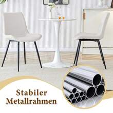 Modern Minimalist Round Table Set (With 4 Armchairs In Tech Fabric And Widened Comfort Seat Cushion), Round Table With 100 Cm Diameter In Black Wood Look, Suitable For Living Room, - white - 查看 7