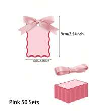 25/50 Sets Scallop Name Place Cards For Table Setting DIY Wedding Placecards With Ribbon Include 10/30/50 Name Table Cards And 10/30/50 Ribbon For Weddings Party Celebrations Supplies(Pink/Green/Black Available) - Multicolor - View 13