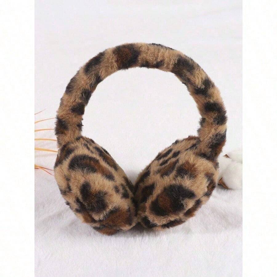 Leopard Print Pattern Fuzzy Earmuffs Leopard Print Ears - 彩色 - 查看 1