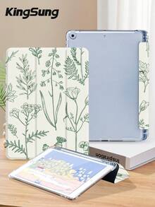 Handpainted Plant Pattern Tablet Protective Case, Compatible With IPad 9.7/10.2/10.5/10.9/12.9/Pro 11 (10th Gen), Galaxy Tab S6 Lite 10.4", Kindle Paperwhite (12th Gen, 2024 Release), Kindle (11th Gen, 2022 Release), Kobo Clara Colour, Soft Shock-Proof Protection, Smart Stand/Auto Wake/Sleep Function - Multicolor - View 4
