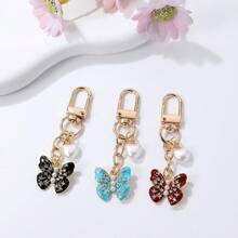 1件装时尚合金珐琅蝴蝶钥匙扣 时尚挂件 女士汽车包包钥匙圈 背包饰品礼品配件 - 彩色 - 查看 4