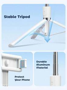 70'' Extendable Selfie Stick Tripod With Wireless Remote & Light – Portable Phone Stand For Smartphones And Cell Phones-With Light Compatible With IPhone 17 Pro Max/16/15/11 Android Smartphone - 180CM - View 2