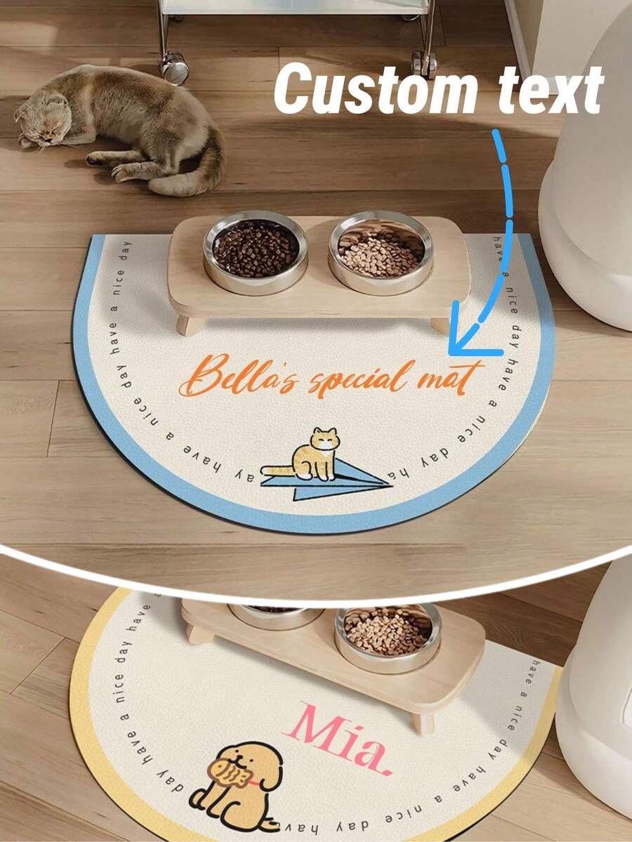 1Pc Personalized Dog Mat - Custom Dog Food Mat With Pet Name - Anti-Slip Personalized Dog Placemat - Custom Dog Bowl Mat - Waterproof Pet Mat - Perfect Holiday Pet Gift - Christmas / Birthday / New Year Personalized Pet Gift Cat - Multicolor - View 1