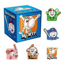 Blue Valentines Day Box And Cards With Cartoon Baseball Design For Classroom Teaments Content Exchange 1 Box 39 Valentine Cards - 如圖 - 查看 1