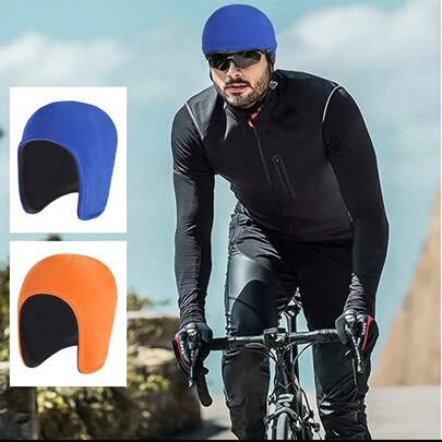 1pc Unisex Winter Outdoor Hat, Winter Cycling Earflap Hat, Warm Hat, Outdoor Work Liner Hat, Elderly Sleep Warm Hat, Double-Sided Dual-Color, 100% Polyester 300g Thick, Soft Breathable Warm Fashion, Suitable For Various Clothing Styles. Windproof, Dustproof, Frost-Resistant Ear. Colors: Orange, Light Blue, Brown.