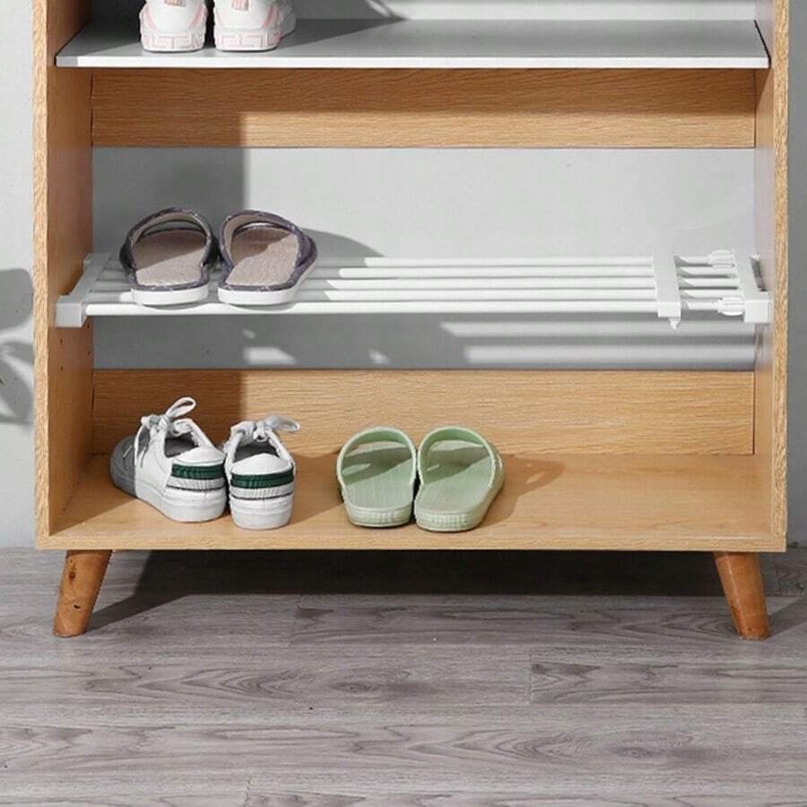 衣櫃收納分層隔板櫃子免釘置物架櫥櫃浴室分隔層架伸縮置物架 - 白色 24x55x80厘米 - 查看 1