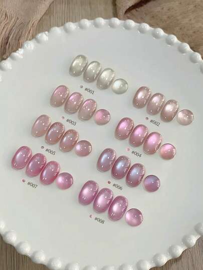 12ml 2026 Spring/Summer New Women's Gift Set, Including Shimmering Multicolor Aurora, Sakura Pink, Diary Peach Nude, Purple Gold Skin Tone, Cat Eye Glass Crystal Beads