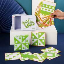 6-Sided 16-Piece 3D Puzzle Building Blocks In A Tin Box, Geometric Shape Thinking Puzzle, Early Education Intellectual Imagination Geometric Puzzle Board, Suitable As A Birthday/Gift For Festivals - Multicolor - View 3