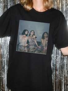 1pc Custom Photo Tshirt Retro  Tee 90s Tshirt Custom  Fashion Custom 90s Top Personalized Bachelorette Shirt Birthday Shirt - 黑色 - 查看 3