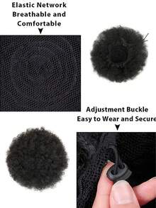 6 8 Inch Human Hair Afro Kinky Puffs Drawstring Ponytail Extensions For Women Natural Black Kinky Curly Afro Puff Remy Human Hair Extensions With 2 Clips Easy Wear - Natural Black - View 3