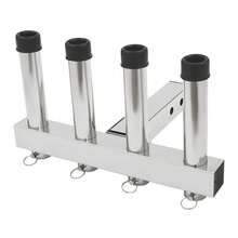 4 Tubes Stainless Steel Fishing Rod Holder Bracket Pod Pole Rack For Cars Trucks, 0-90°Adjust, Space Saving - Silver - View 9