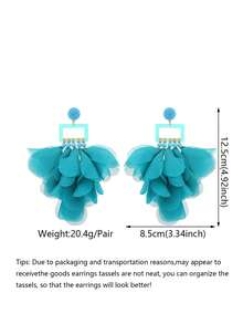 Hoa tai tua rua nhiều lớp bằng vải chiffon màu xanh dương phong cách Bohemian, thích hợp cho khu nghỉ dưỡng nhiệt đới và các bữa tiệc bãi biển. - E2846 - Xanh nhạt - Xem 3