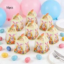 10pcs Easter Party Favor Gift Candy Cookie Paper Box Decoration Boxes Rabbit Carrot Boxes, Kitchen Preservation Products, Home Storage, Home Decor - Multicolor - View 18