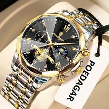 POEDAGAR Luxury Original Men Watch Waterproof Luminous Chronograph Man Wristwatch Stainless Steel Quartz Top Men's Watches Reloj - 金色 - 查看 16