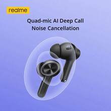 Realme Buds T200 Lite，蓝牙耳机，12.4mm 动圈低音单元，32dB 主动降噪，长达 50 小时播放时间，Hi-Res Audio 认证，双设备连接 2.0，黑色 - 白灰色 - 查看 4